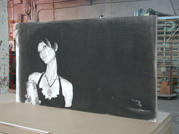 Large Charcoal Drawing Mounted to Archival Art Panel by Art Boards  in Brooklyn.