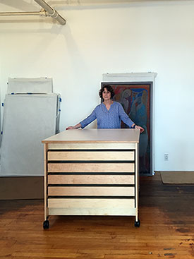 Artist Studio Rolling Drawer Furniture is made in custom sizes for artists, galleries, art museums, schools,  and more, by Art Boards Archival Art Supply in Brooklyn, USA.
