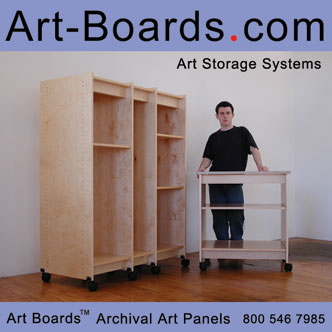 Art Boards Art Storage Systems are made in Brooklyn NY for safe storing of all fine art and art making supplies.