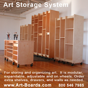 Art Storage System for Archival Storage of Paintings, sculpture, drawings, and prints.