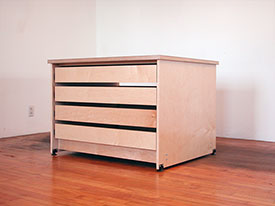 Art Storage Drawer System by Art Boards Art Supply has four large art storage drawers for storing art flat.