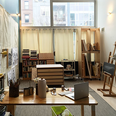 Artist Painting Studio has Art Boards Art Storage Drawers and Art Storage System.