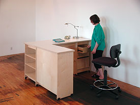 Art Studio Furniture as full extension art storage drawers.