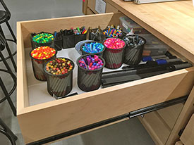 Art Supply Drawer is fully organized with a wide variety of drawing tools for the creative art student.