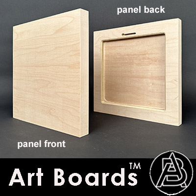 Art Boards Archival Maple Painting surface has a cradled back for extra support. All surfaces including the 4 sides are veneered with maple hardwood. The maple hardwood has no seams, voids, or knots of any kind. There are no plywood edges to be seen on the top, bottom, and sides of the cradled maple artist panel. Made in the USA by Art Boards Archival Art Supply, in Brooklyn New York.