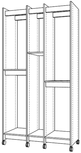 Art Storage rolls on wheels that lock in place.