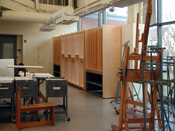 Painting Studio Art Storage System made for a university art school studio for storing fine art, paintings, drawings, and art supplies.