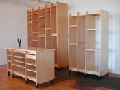 Art Storage work table and tall art storage furniture for storing fine art and art supplies.