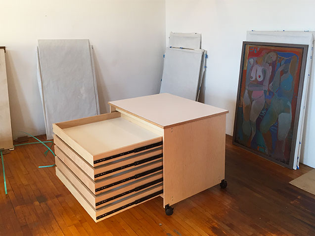 Art Studio Fine Art Flat File Drawers, designed and made by Art Boards™ Archival Art Supply in Brooklyn NY.