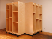 Art Storage Cabinet for storing art around an outside corner.
