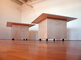 Art Studio Furniture has counter height of 36" with plenty of leg room around the edge.