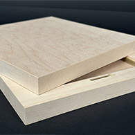 Art Boards™ Maple Cradled Art Panel back shows the veneered side edge and hanging slot in the cradle.